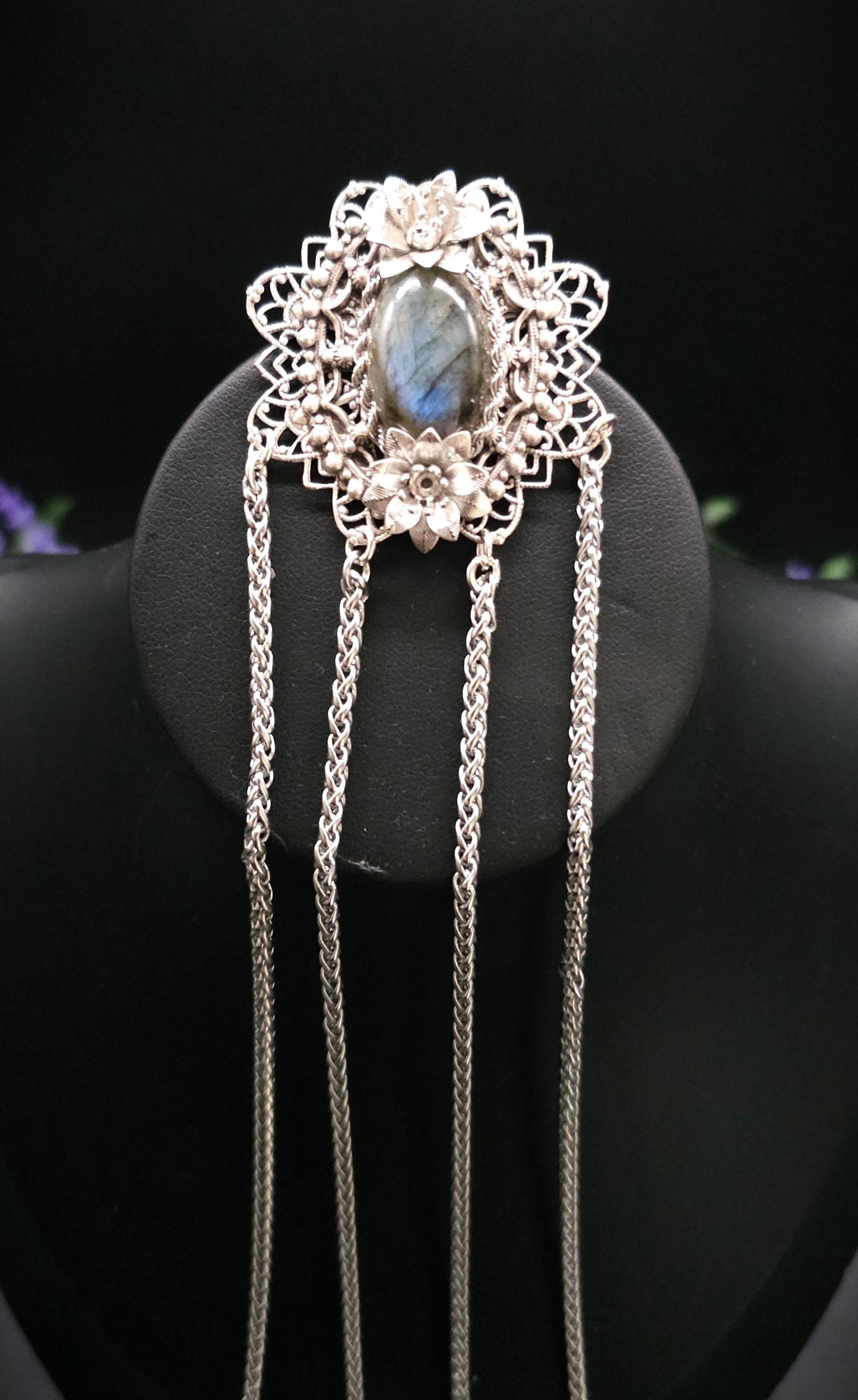 Labradorit Sternen Brosche ~ Art Nouveau Gewandschmuck ~ Fantasy Brosche ~ Elfen Schmuck ~ LARP Accessoire