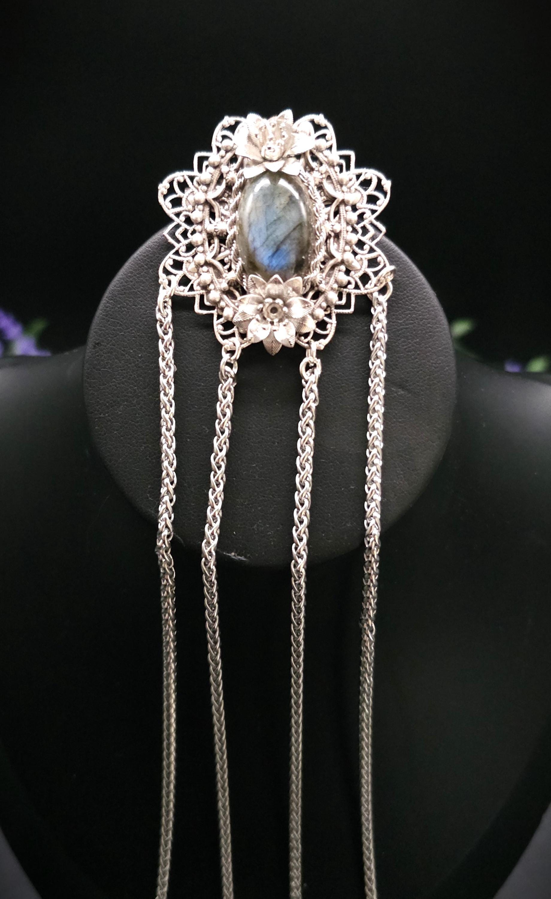 Labradorit Sternen Brosche ~ Art Nouveau Gewandschmuck ~ Fantasy Brosche ~ Elfen Schmuck ~ LARP Accessoire