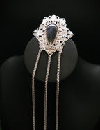 Fantasy Brosche mit Labradorit und Sternenketten ~ Art Nouveau Gewandschmuck ~ Mittelalter Brosche ~ Celestial Accessoire