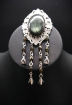 Art Nouveau Brosche mit Labradorit ~ Elfen Schmuck ~ Fantasy Gewandbrosche ~ Mittelalter Accessoire ~ Naturstein Brosche