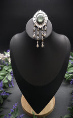 Art Nouveau Brosche mit Labradorit ~ Elfen Schmuck ~ Fantasy Gewandbrosche ~ Mittelalter Accessoire ~ Naturstein Brosche