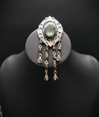 Art Nouveau Brosche mit Labradorit ~ Elfen Schmuck ~ Fantasy Gewandbrosche ~ Mittelalter Accessoire ~ Naturstein Brosche