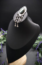 Art Nouveau Brosche mit Labradorit ~ Elfen Schmuck ~ Fantasy Gewandbrosche ~ Mittelalter Accessoire ~ Naturstein Brosche