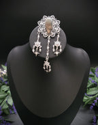Labradorit Zirkonia Brosche ~ Art Nouveau Gewandschmuck ~ Fantasy Brosche mit Sternenanhängern ~ LARP Accessoire
