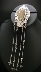 Art Nouveau Brosche mit Labradorit ~ Fantasy Schmuck ~ Elfen Brosche ~ LARP Accessoire