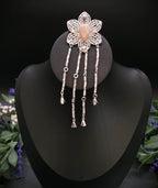 Pfirsich Mondstein Brosche ~ Art Nouveau–Blüten Pin ~ Elfen Schmuck ~ Fantasy Gewandschmuck ~ LARP Accessoire
