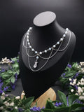 Opalith Perlen Halskette ~ Zirkonia Collier ~ Braut Schmuck ~ Celestial Kette ~ Größenverstellbar