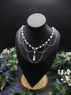 Opalith Perlen Halskette ~ Zirkonia Collier ~ Braut Schmuck ~ Celestial Kette ~ Größenverstellbar