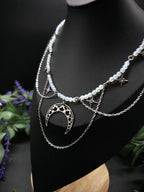 Edelstahl Mond Halskette ~ Größenverstellbares Collier ~ Celestial Sternen Schmuck ~ Fantasy Accessoire