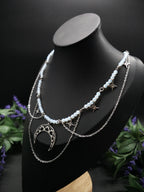 Edelstahl Mond Halskette ~ Größenverstellbares Collier ~ Celestial Sternen Schmuck ~ Fantasy Accessoire