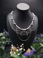 Edelstahl Mond Halskette ~ Größenverstellbares Collier ~ Celestial Sternen Schmuck ~ Fantasy Accessoire