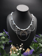 Edelstahl Mond Halskette ~ Größenverstellbares Collier ~ Celestial Sternen Schmuck ~ Fantasy Accessoire