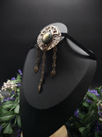 Bronzefarbene Fantasy Brosche ~ Handgefertigter Art Nouveau Pin mit Labradorit ~ Elbenschmuck ~ Elfen Accessoire