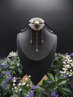 Bronzefarbene Fantasy Brosche ~ Handgefertigter Art Nouveau Pin mit Labradorit ~ Elbenschmuck ~ Elfen Accessoire