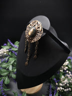 Bronzefarbene Fantasy Brosche ~ Handgefertigter Art Nouveau Pin mit Labradorit ~ Elbenschmuck ~ Elfen Accessoire