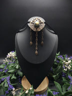 Bronzefarbene Fantasy Brosche ~ Handgefertigter Art Nouveau Pin mit Labradorit ~ Elbenschmuck ~ Elfen Accessoire
