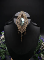 Art Nouveau Brosche mit Labradorit ~ Elfenschmuck ~ Bronzener Fantasy Pin ~ Jugendstil Unikat