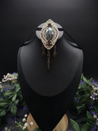 Art Nouveau Brosche mit Labradorit ~ Elfenschmuck ~ Bronzener Fantasy Pin ~ Jugendstil Unikat