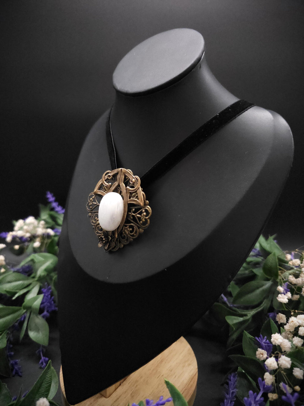 Mondstein Brosche ~ Art Nouveau Jugendstil Accessoire ~ Elbenschmuck ~ Fantasy Schmuck