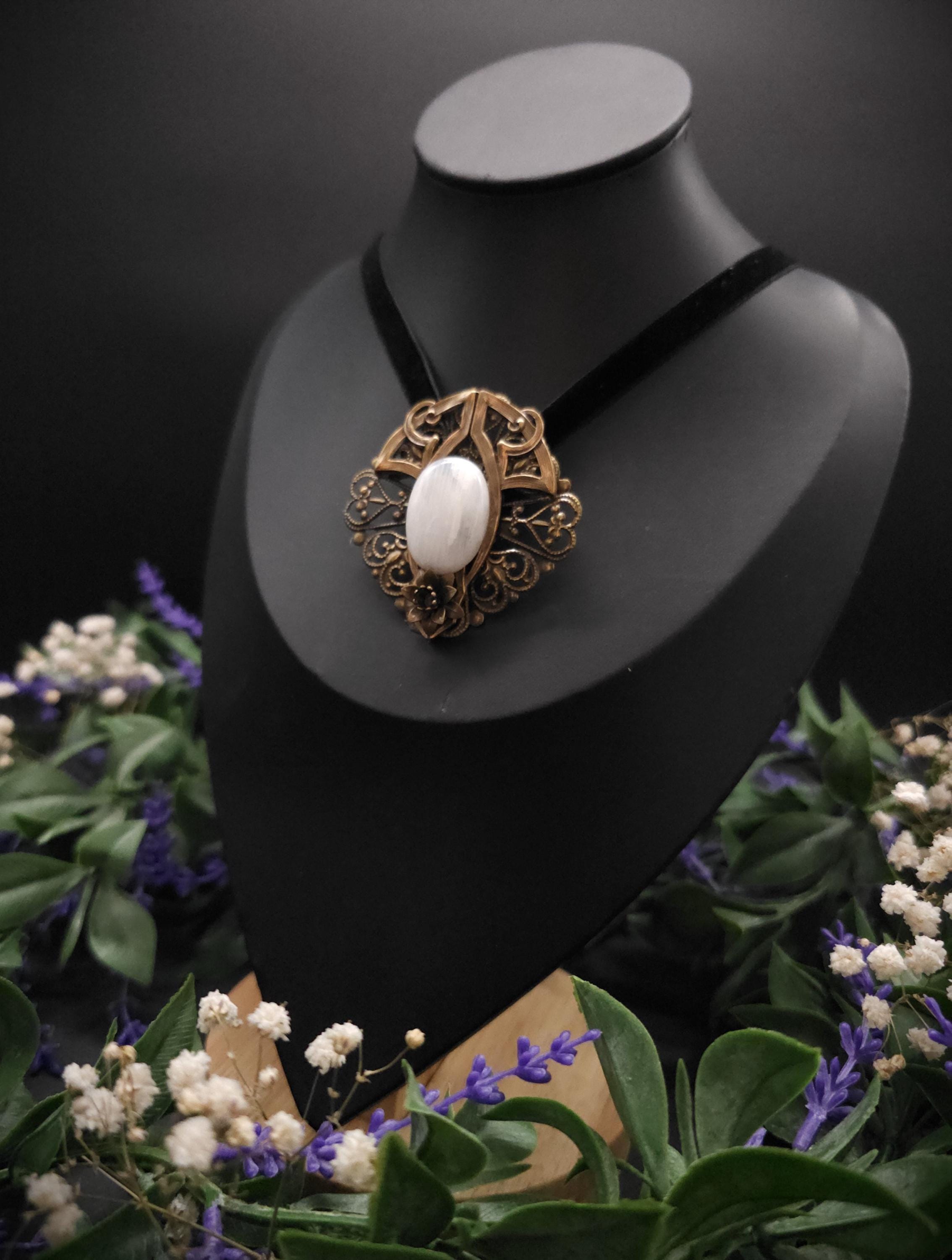 Mondstein Brosche ~ Art Nouveau Jugendstil Accessoire ~ Elbenschmuck ~ Fantasy Schmuck