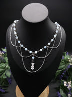Opalith Perlen Halskette ~ Zirkonia Collier ~ Braut Schmuck ~ Celestial Kette ~ Größenverstellbar