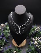 Opalith Perlen Halskette ~ Zirkonia Collier ~ Braut Schmuck ~ Celestial Kette ~ Größenverstellbar
