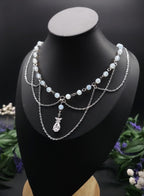Opalith Perlen Halskette ~ Zirkonia Collier ~ Braut Schmuck ~ Celestial Kette ~ Größenverstellbar