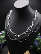 Braut Halskette mit Zirkonia ~ Größenverstellbares Collier aus Edelstahl ~ filigrane Zweige ~ Fantasy Schmuck