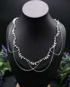 Braut Halskette mit Zirkonia ~ Größenverstellbares Collier aus Edelstahl ~ filigrane Zweige ~ Fantasy Schmuck