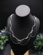 Braut Halskette mit Zirkonia ~ Größenverstellbares Collier aus Edelstahl ~ filigrane Zweige ~ Fantasy Schmuck