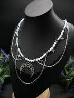 Edelstahl Mond Halskette ~ Größenverstellbares Collier ~ Celestial Sternen Schmuck ~ Fantasy Accessoire