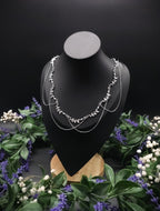 Braut Halskette mit Zirkonia ~ Größenverstellbares Collier aus Edelstahl ~ filigrane Zweige ~ Fantasy Schmuck