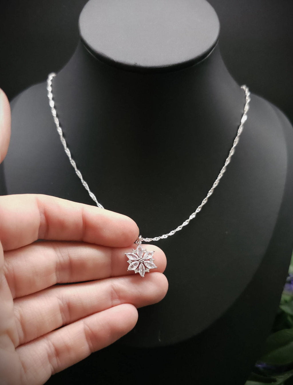 Zirconia Star Necklace ~ Stainless Steel Silver Fantasy Chain ~ Bridal Elven Jewelry