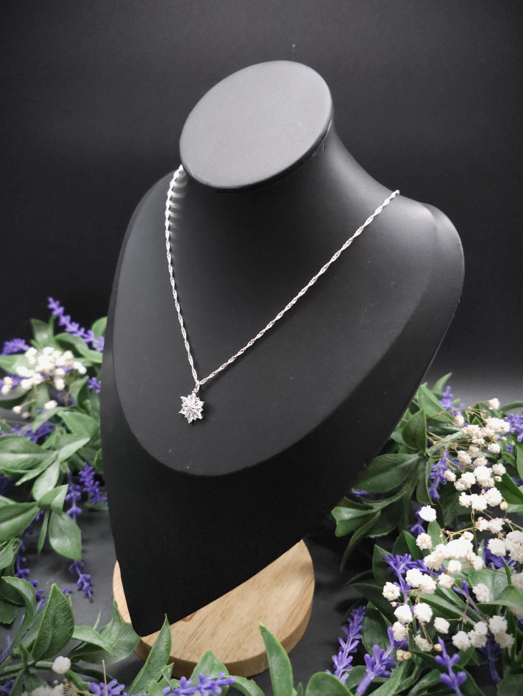 Zirconia Star Necklace ~ Stainless Steel Silver Fantasy Chain ~ Bridal Elven Jewelry