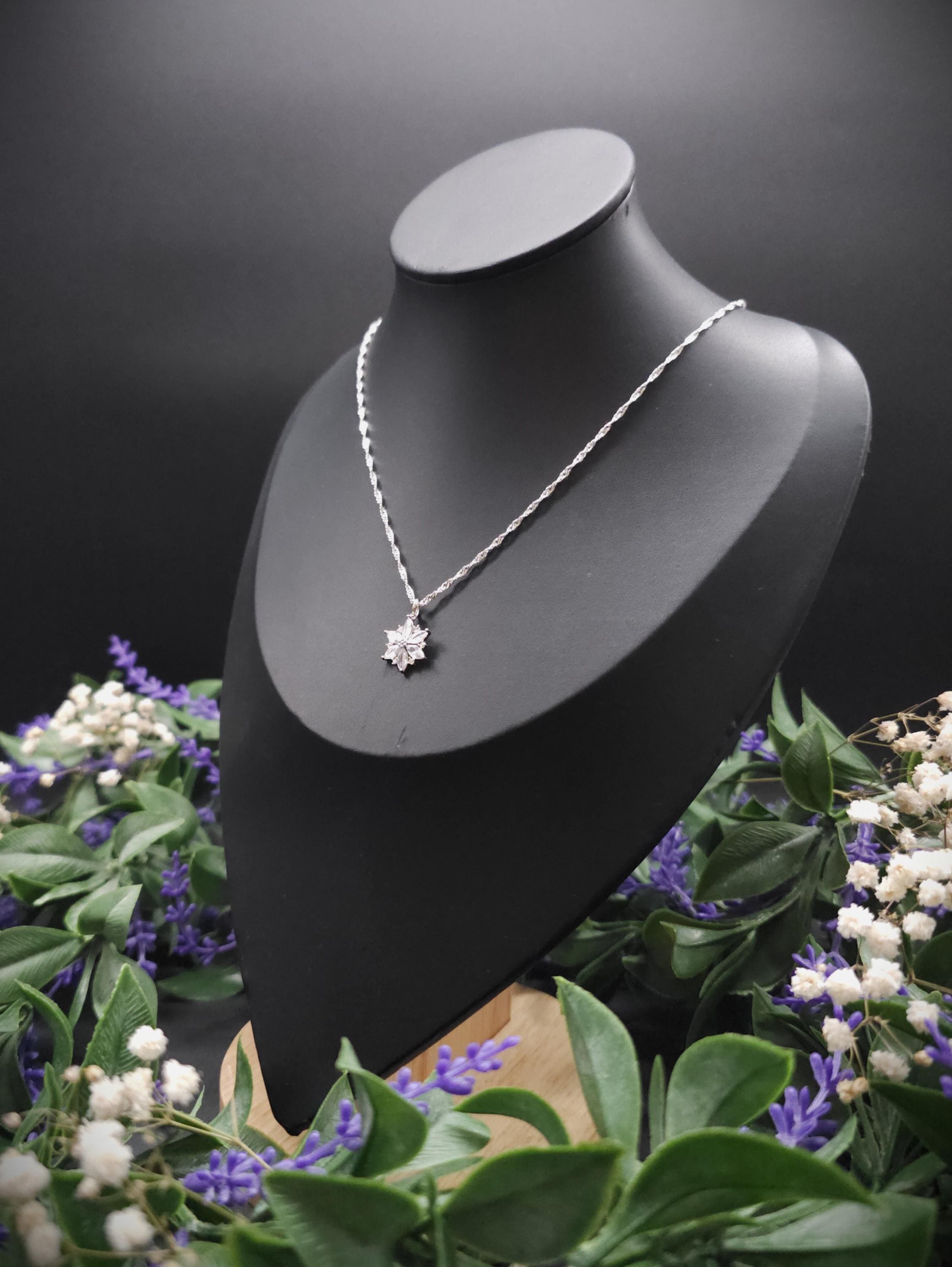 Zirconia Star Necklace ~ Stainless Steel Silver Fantasy Chain ~ Bridal Elven Jewelry