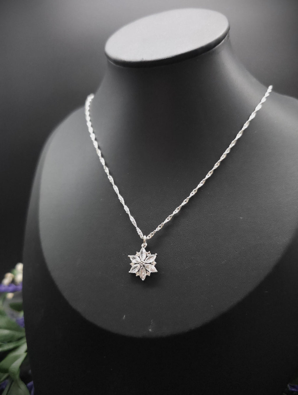 Zirconia Star Necklace ~ Stainless Steel Silver Fantasy Chain ~ Bridal Elven Jewelry
