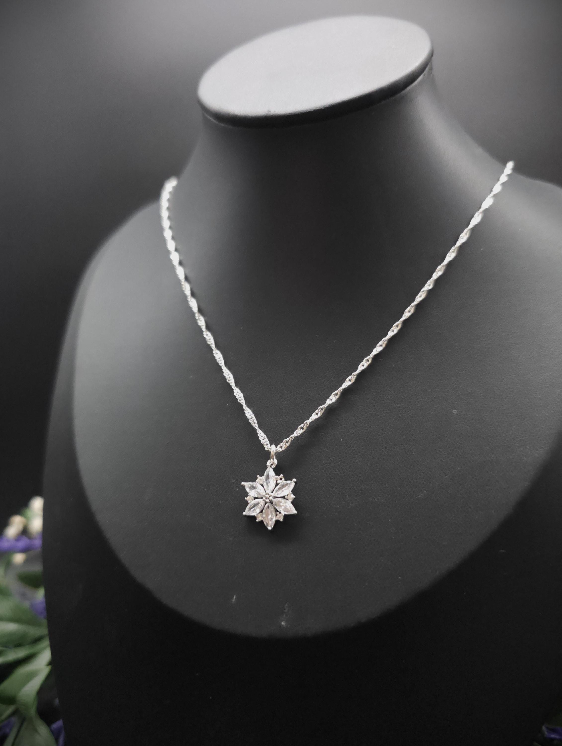 Zirconia Star Necklace ~ Stainless Steel Silver Fantasy Chain ~ Bridal Elven Jewelry