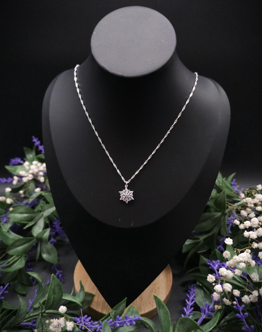 Zirconia Star Necklace ~ Stainless Steel Silver Fantasy Chain ~ Bridal Elven Jewelry