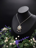 Sternen Halskette ~ Edelstahl Choker ~ Art Nouveau Anhänger mit blauem Cabochon ~ Celestial Schmuck
