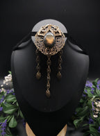 Bronzefarbene Fantasy Brosche ~ Handgefertigter Art Nouveau Pin mit Labradorit ~ Elbenschmuck ~ Elfen Accessoire