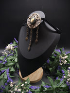 Bronzefarbene Fantasy Brosche ~ Handgefertigter Art Nouveau Pin mit Labradorit ~ Elbenschmuck ~ Elfen Accessoire