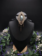 Art Nouveau Brosche mit Labradorit ~ Elfenschmuck ~ Bronzener Fantasy Pin ~ Jugendstil Unikat