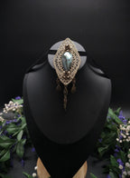 Art Nouveau Brosche mit Labradorit ~ Elfenschmuck ~ Bronzener Fantasy Pin ~ Jugendstil Unikat