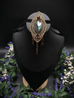 Art Nouveau Brosche mit Labradorit ~ Elfenschmuck ~ Bronzener Fantasy Pin ~ Jugendstil Unikat