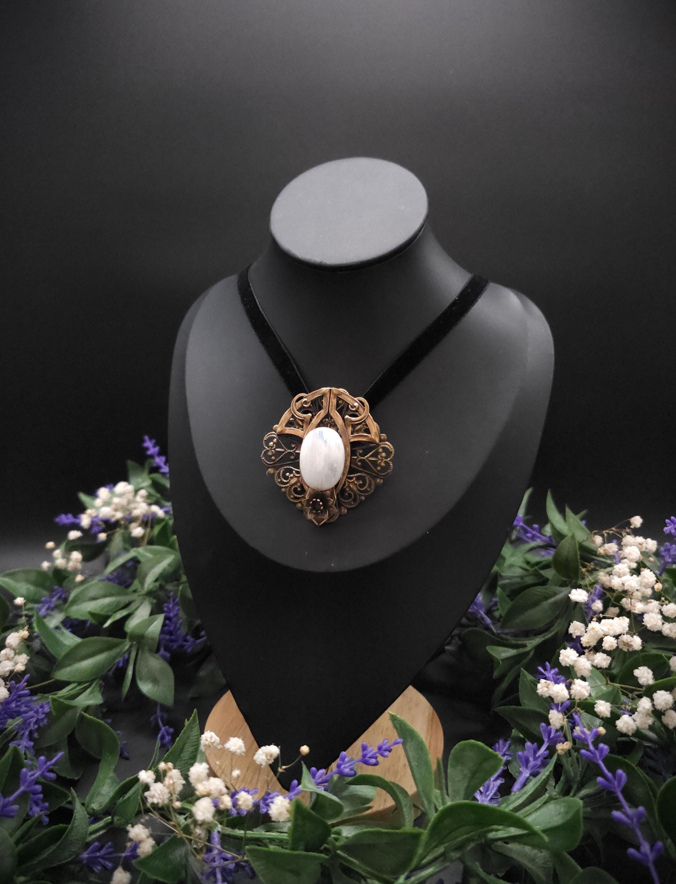 Mondstein Brosche ~ Art Nouveau Jugendstil Accessoire ~ Elbenschmuck ~ Fantasy Schmuck