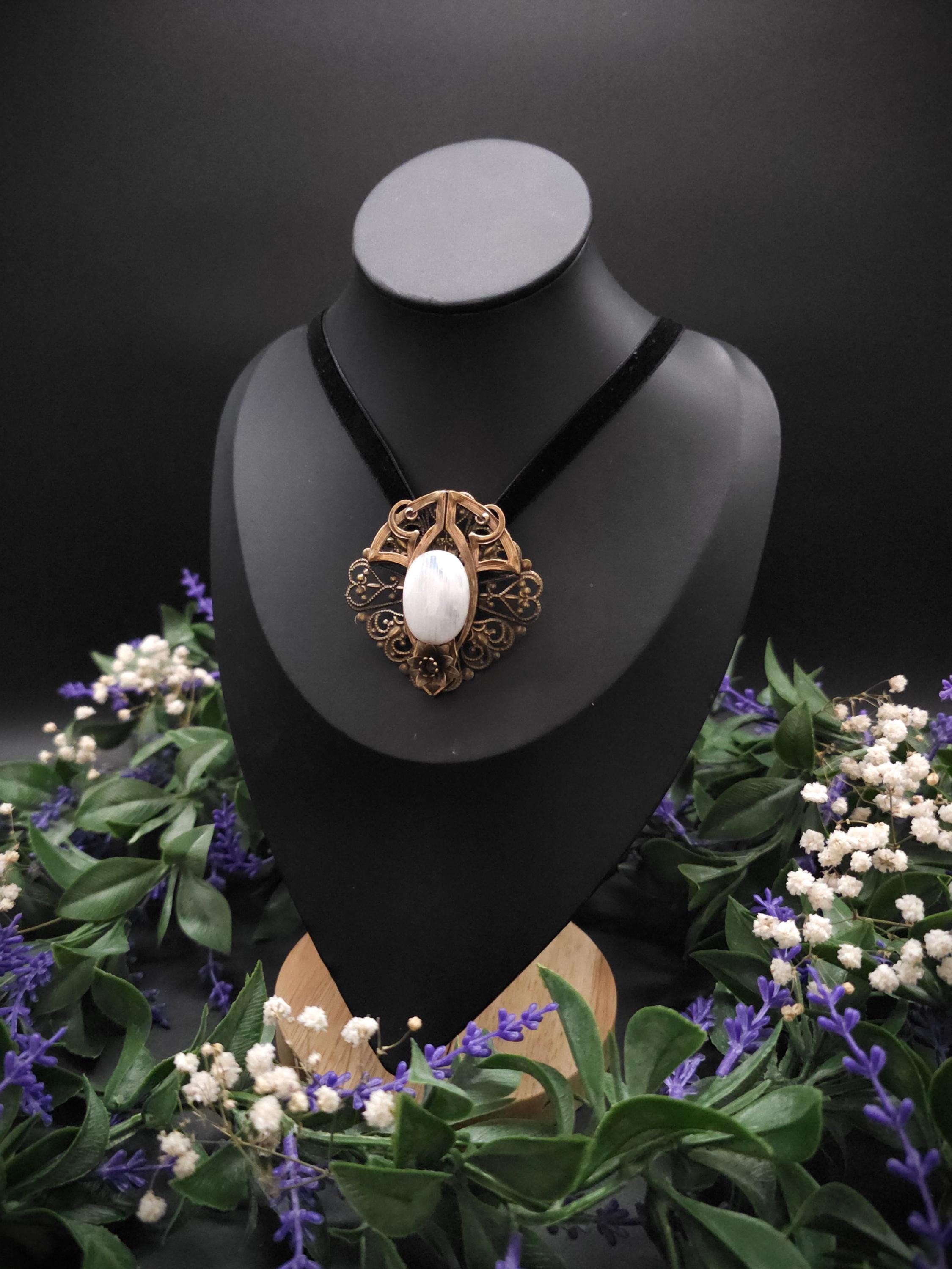 Mondstein Brosche ~ Art Nouveau Jugendstil Accessoire ~ Elbenschmuck ~ Fantasy Schmuck