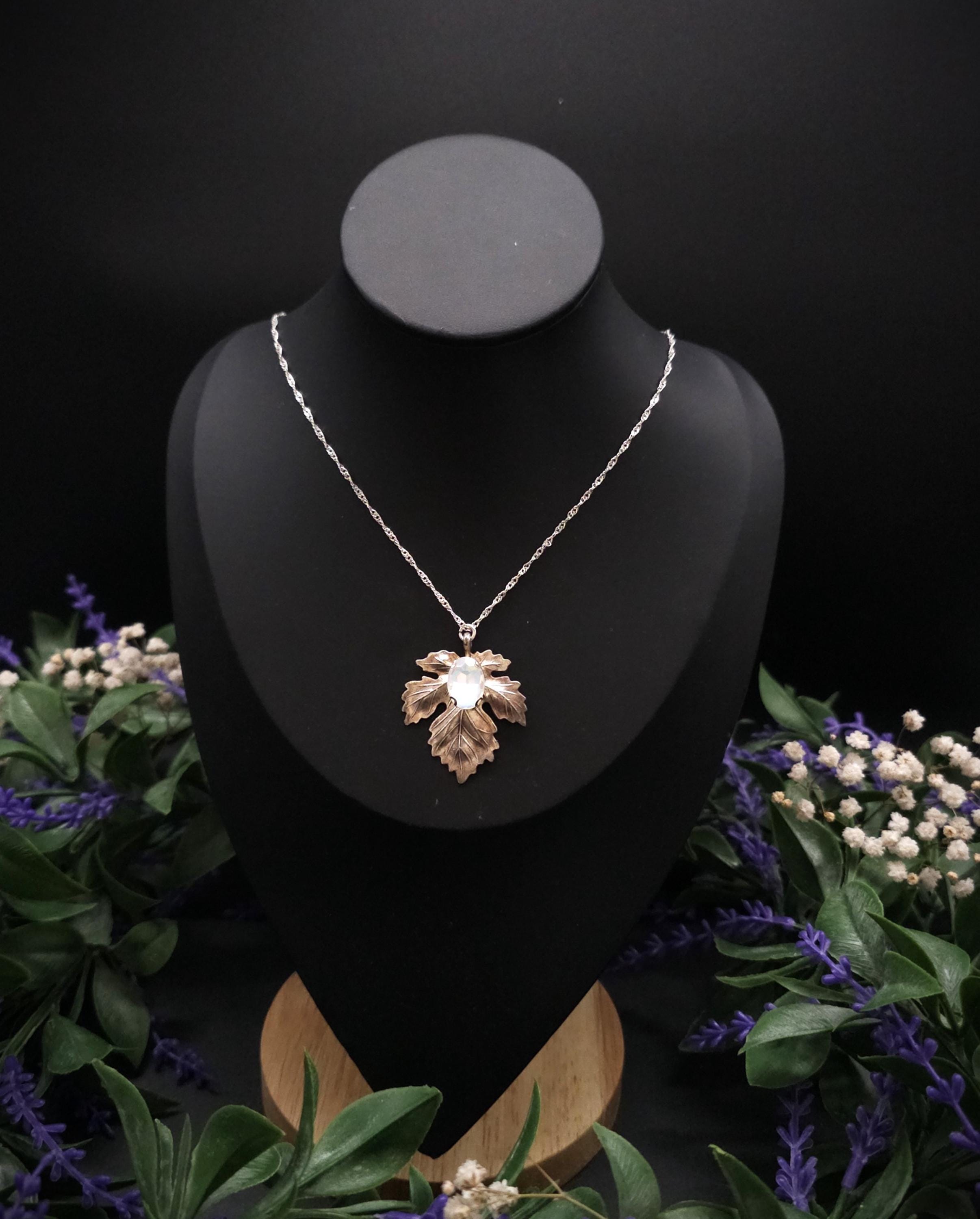 Opalith Blattkette ~ Art Nouveau Halskette ~ Efeu Anhänger ~ Fantasy Schmuck ~ Woodland Hochzeit ~ 925 Silber Kette
