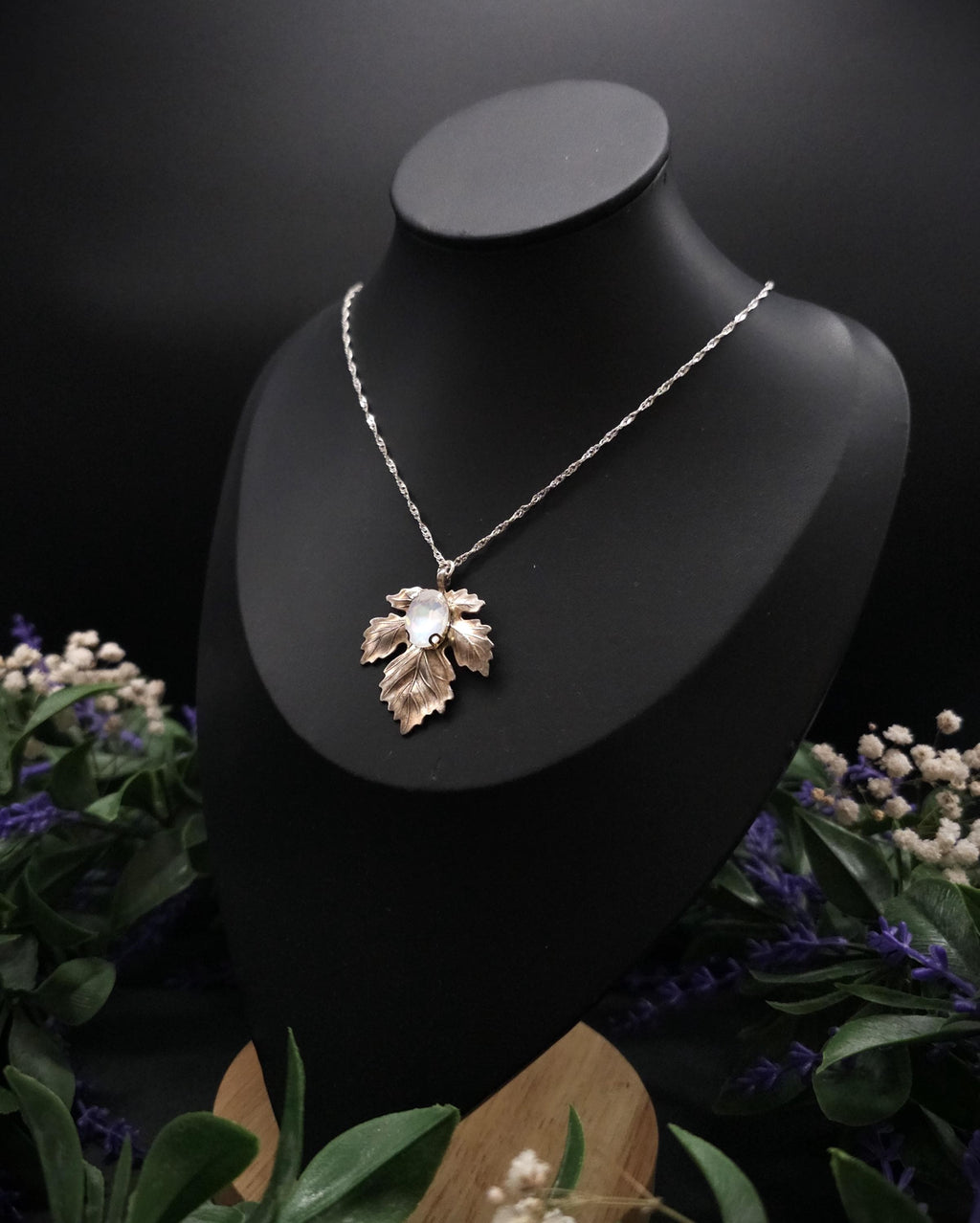 Opalith Blattkette ~ Art Nouveau Halskette ~ Efeu Anhänger ~ Fantasy Schmuck ~ Woodland Hochzeit ~ 925 Silber Kette