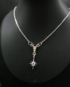 Sternen Halskette~ North Star Pendant ~ Edelstahl und Zirkonia ~ Celestial Jewelry ~ Adjustable Necklace