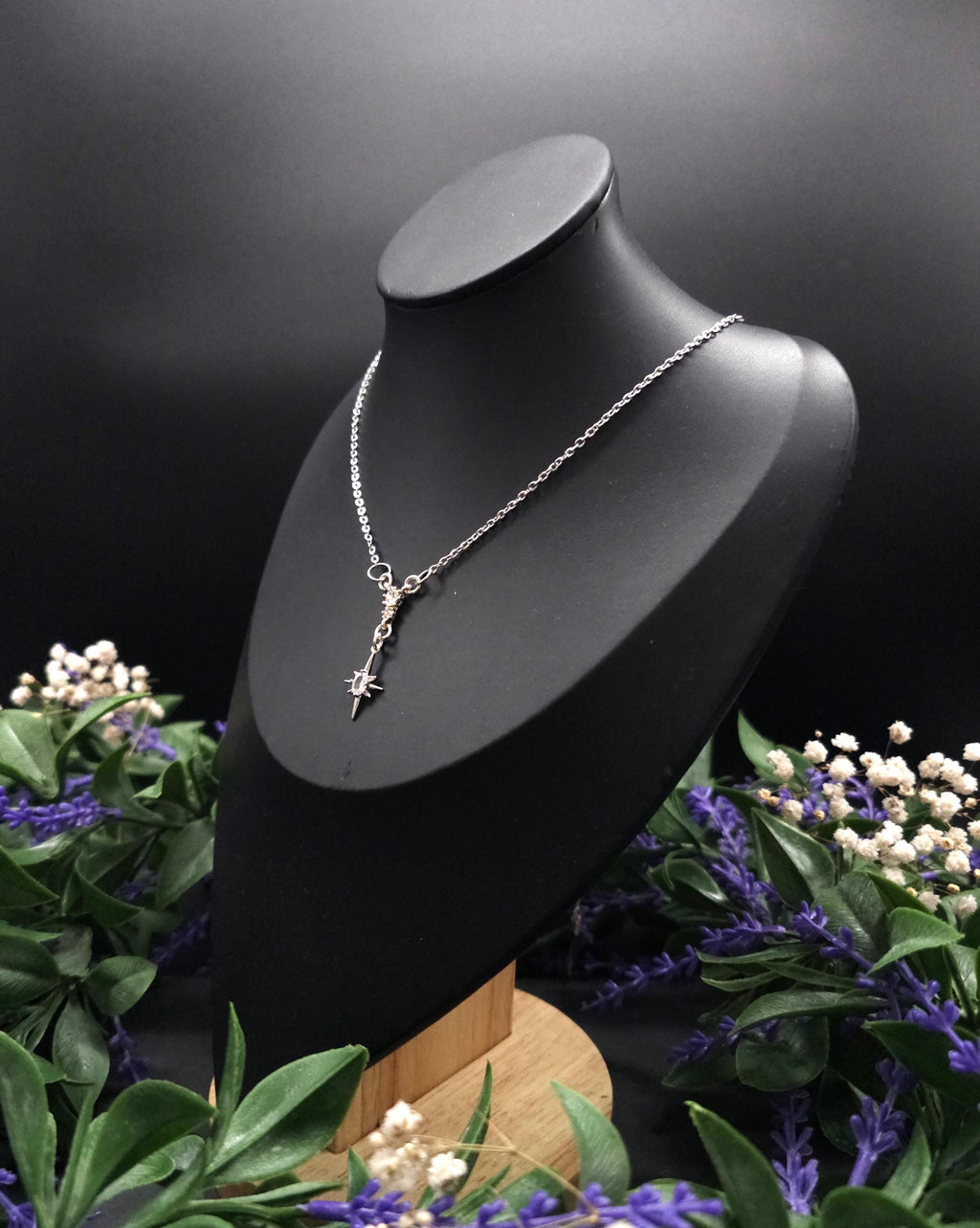 Sternen Halskette~ North Star Pendant ~ Edelstahl und Zirkonia ~ Celestial Jewelry ~ Adjustable Necklace